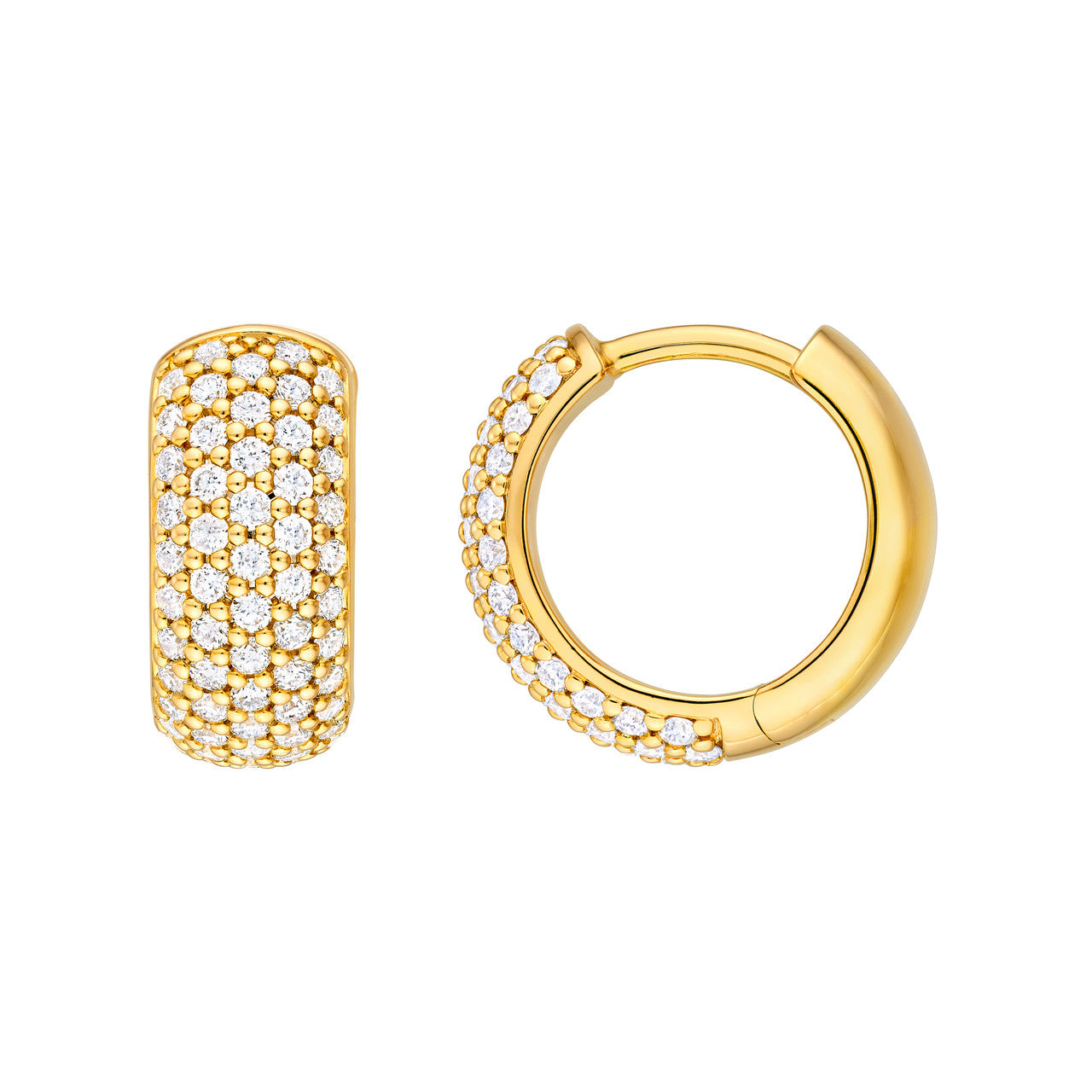 5 Row Diamond Pave Huggies (1/2ctw) in 14K Yellow and White Gold