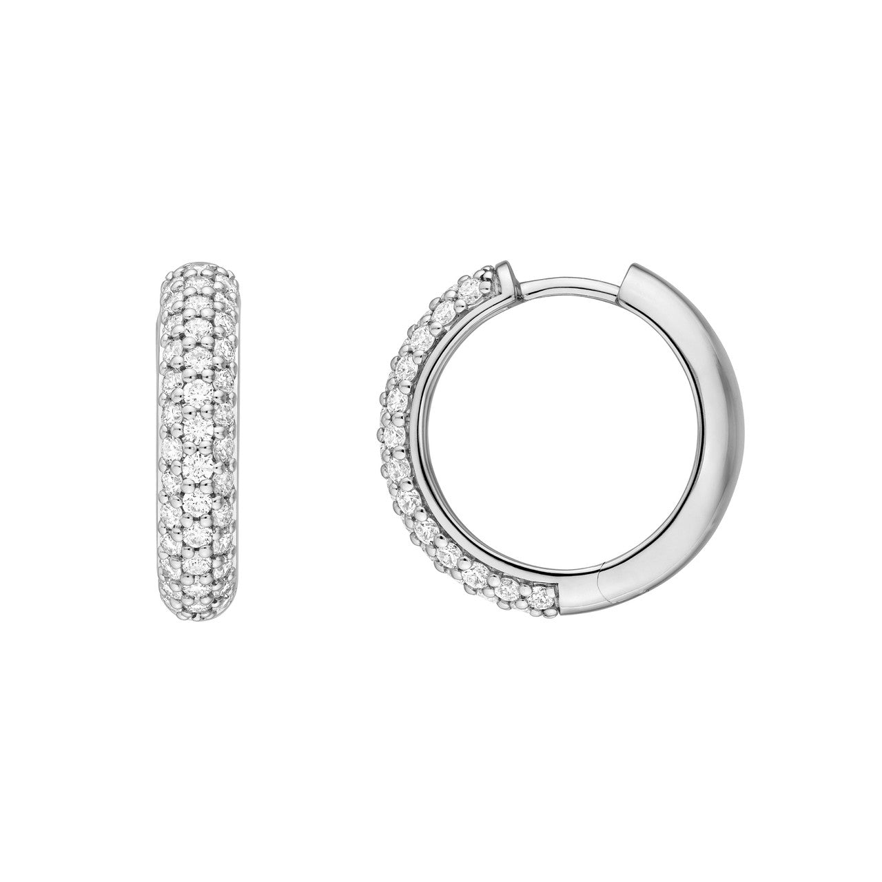 3 Row Diamond Pave Huggies 14K Gold