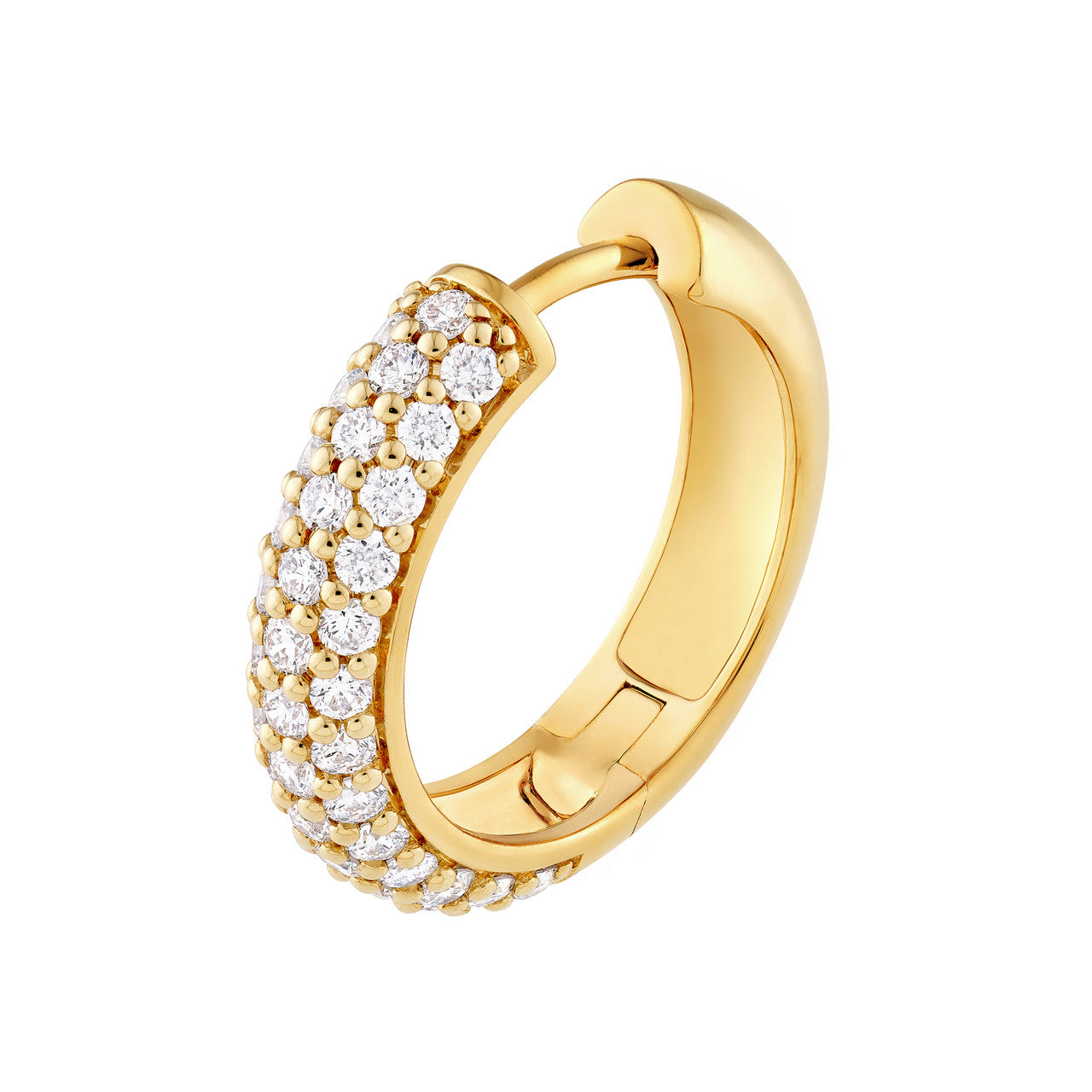 3 Row Diamond Pave Huggies 14K Gold