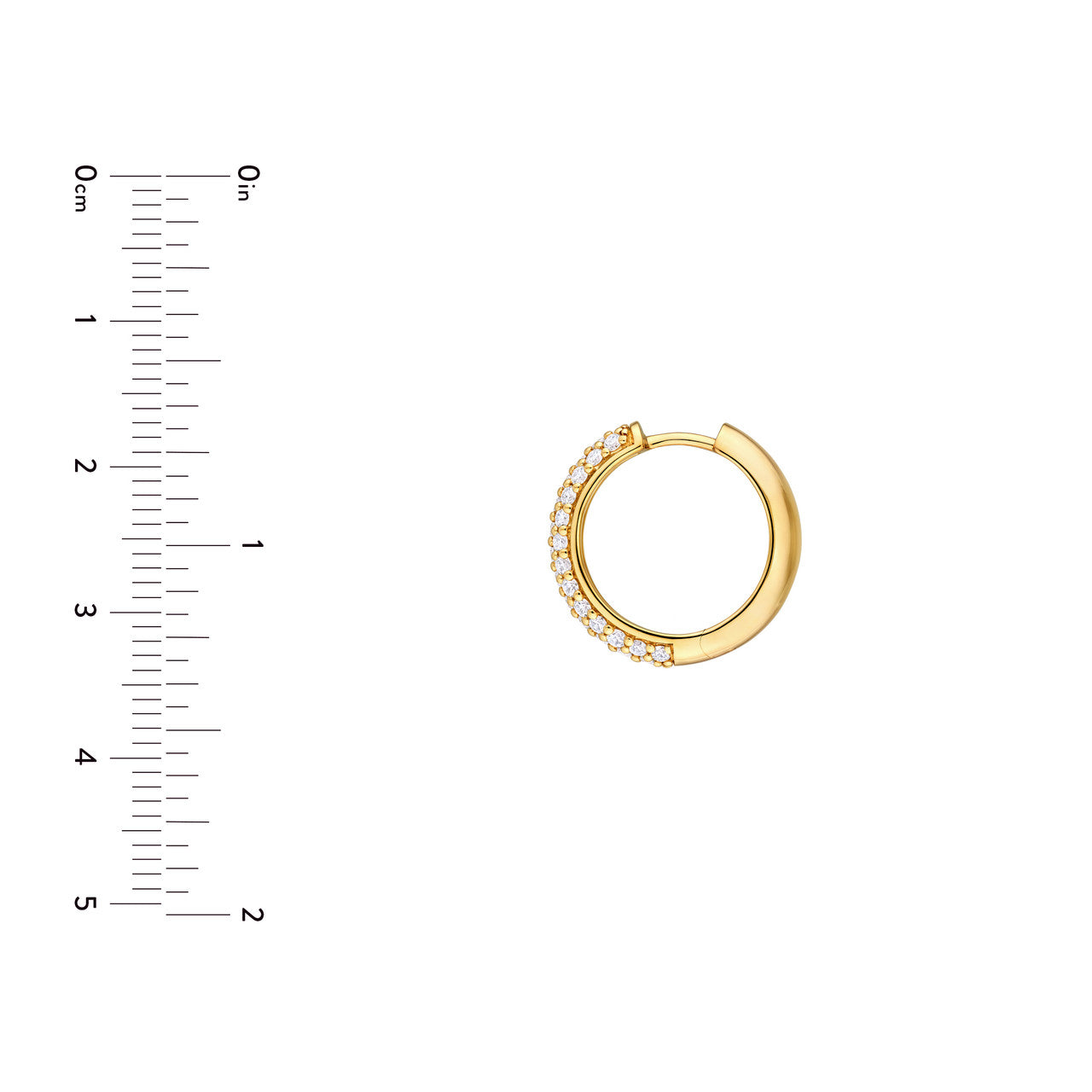 3 Row Diamond Pave Huggies 14K Gold