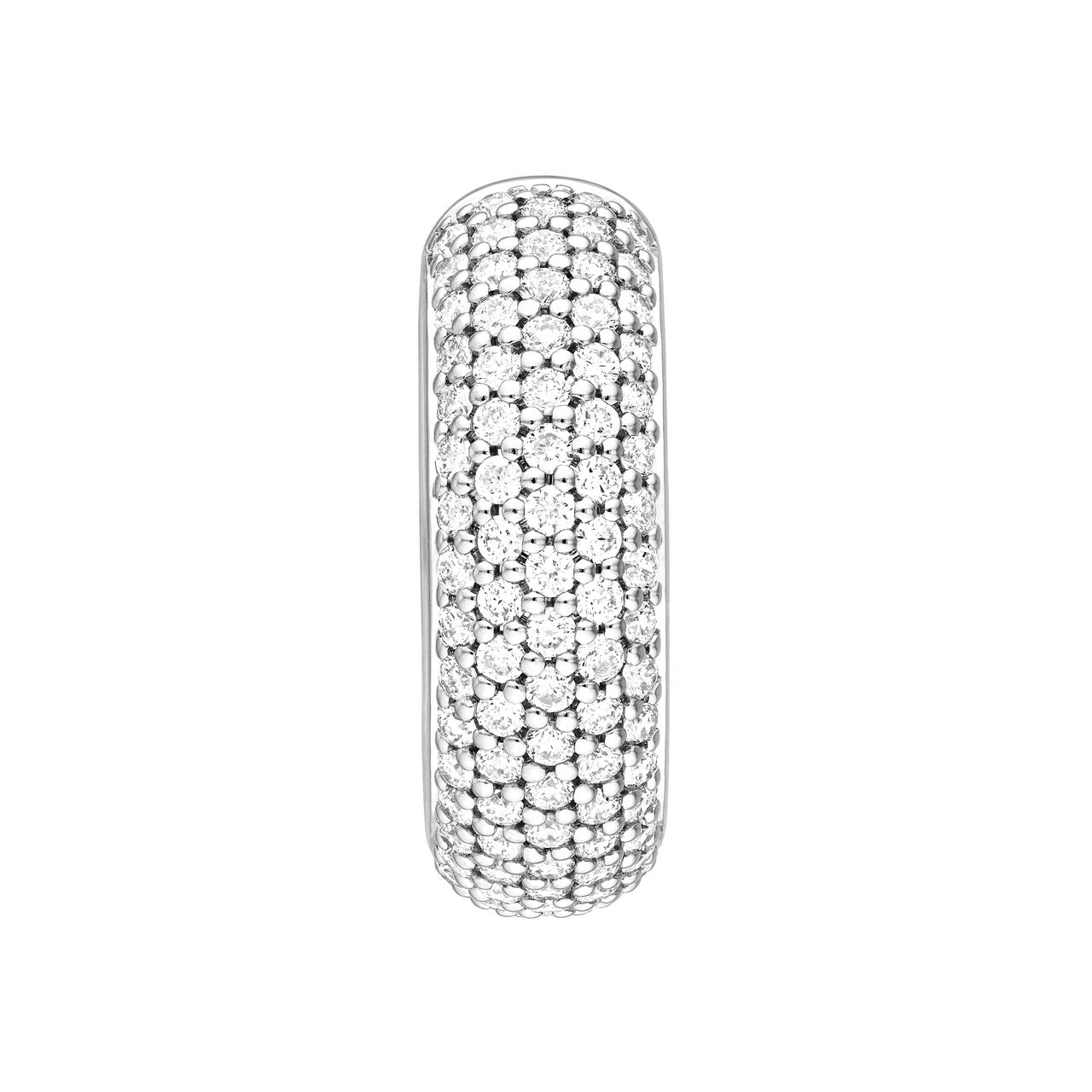 5 Row Diamond Pave Huggie Earrings "The Puffy" (7/8tcw) in 14K White & Yellow Gold