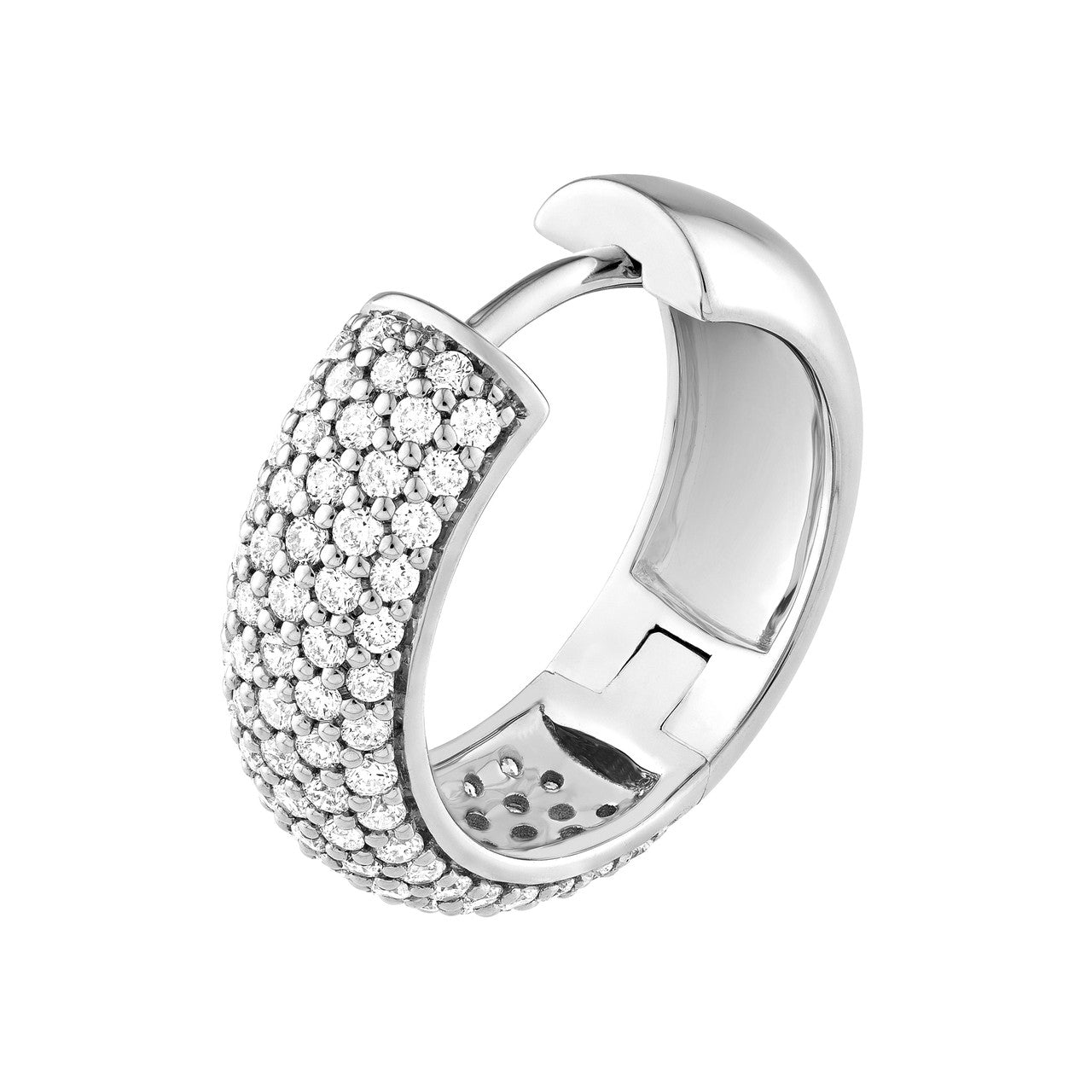 5 Row Diamond Pave Huggie Earrings "The Puffy" (7/8tcw) in 14K White & Yellow Gold