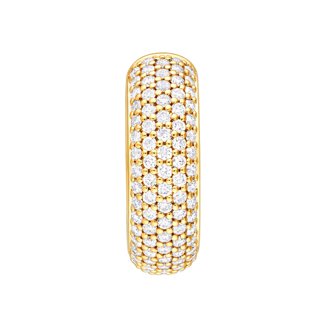 5 Row Diamond Pave Huggie Earrings "The Puffy" (7/8tcw) in 14K White & Yellow Gold