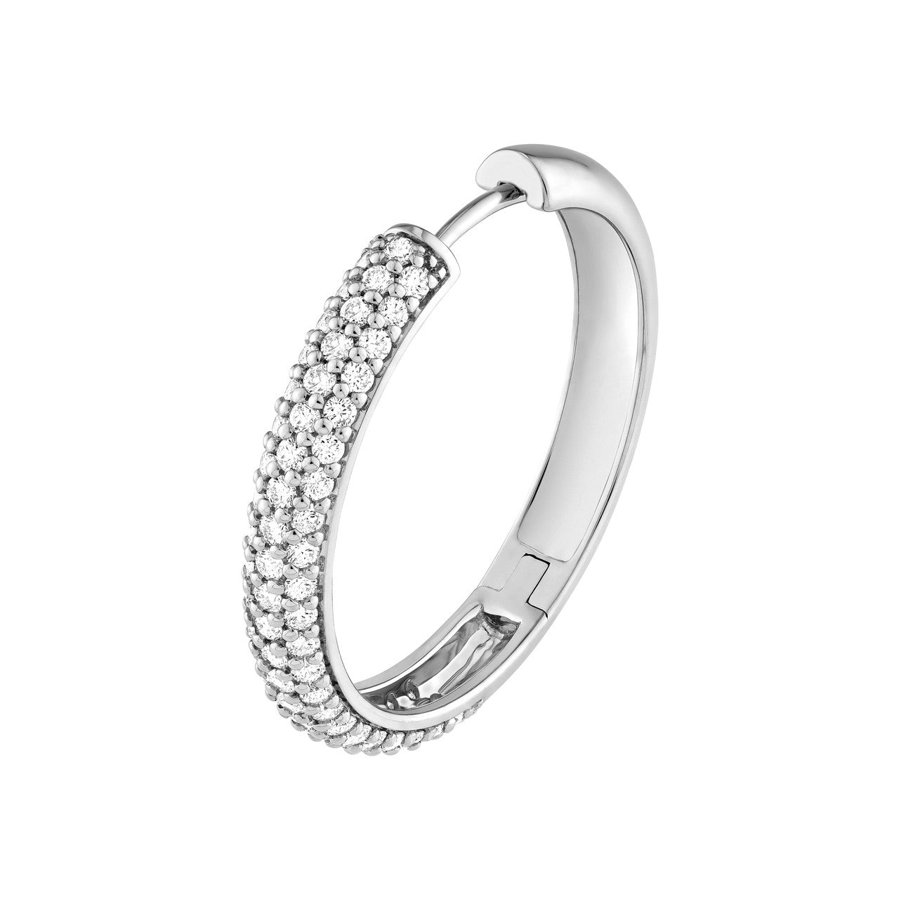 3 Row Diamond Pave Hoop Earrings (1-1/3ctw) in 14K Yellow and White Gold