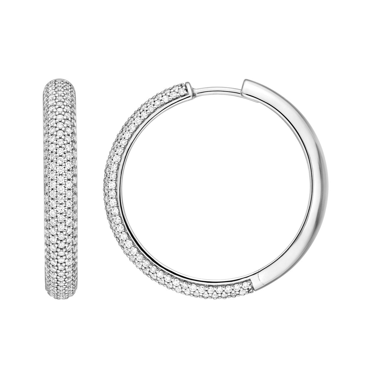 5 Row Diamond Pave Hoop Earrings (1ctw) in 14K Yellow and White Gold