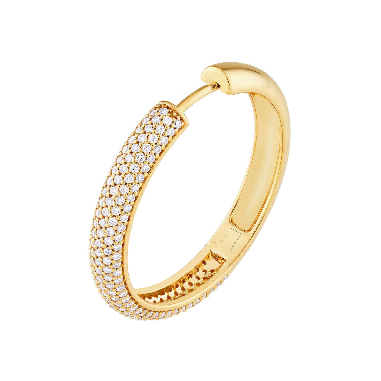 5 Row Diamond Pave Hoop Earrings (1ctw) in 14K Yellow and White Gold