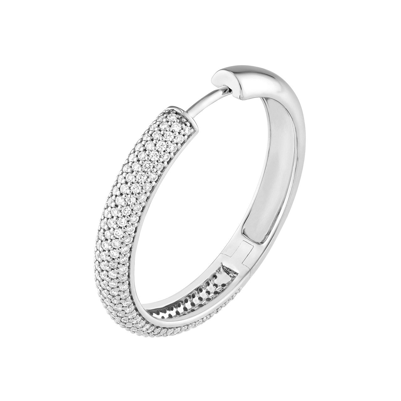 5 Row Diamond Pave Hoop Earrings (1ctw) in 14K Yellow and White Gold