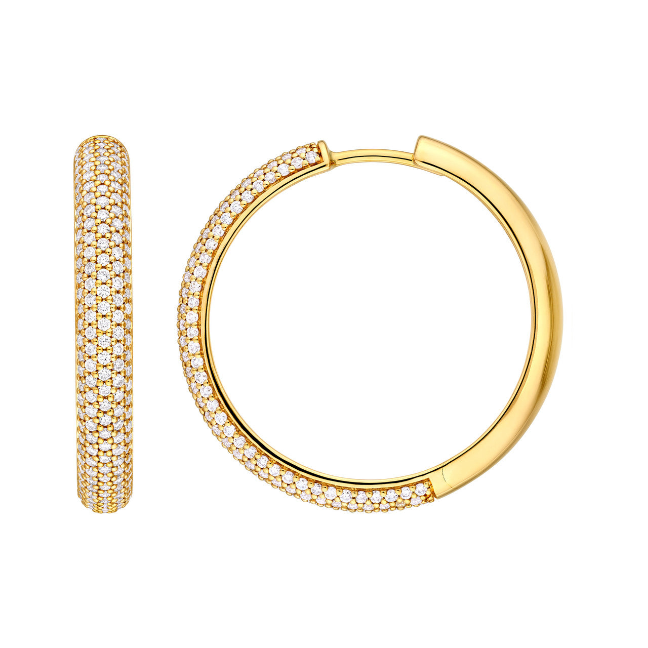 5 Row Diamond Pave Hoop Earrings (1ctw) in 14K Yellow and White Gold