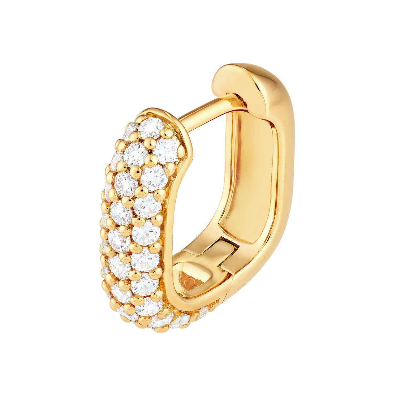 3 Row Pave Diamond Paper Clip Huggies 14K Gold