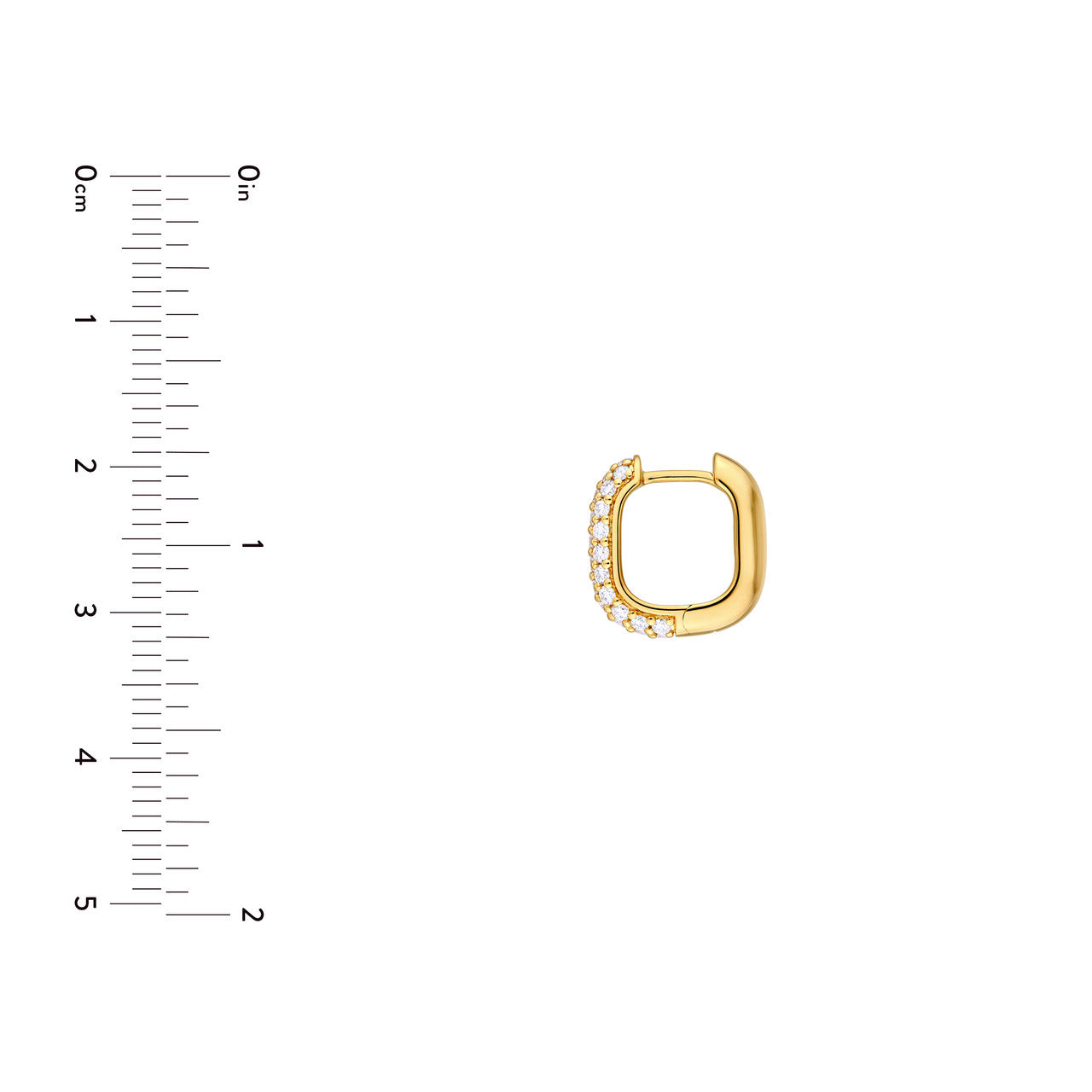 3 Row Pave Diamond Paper Clip Huggies 14K Gold