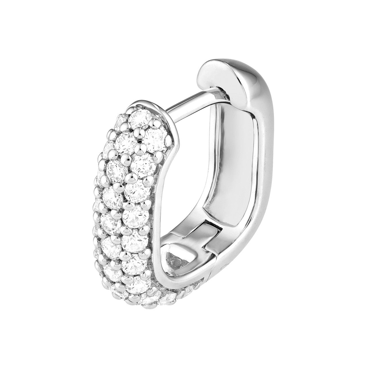 3 Row Pave Diamond Paper Clip Huggies 14K Gold