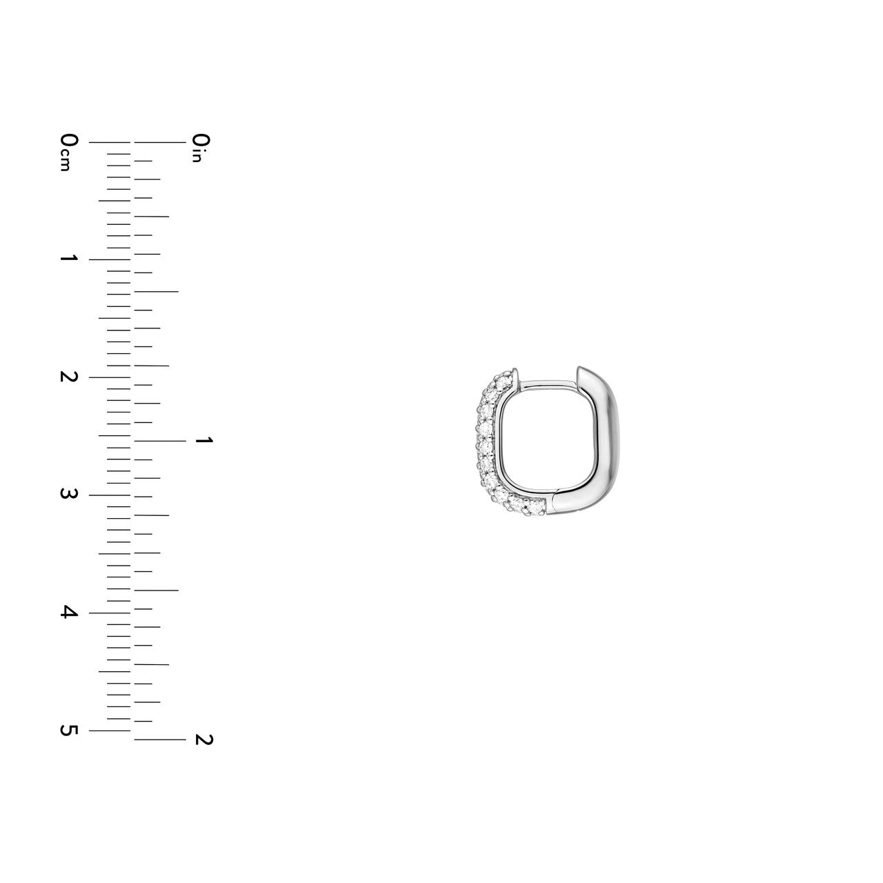 3 Row Pave Diamond Paper Clip Huggies 14K Gold