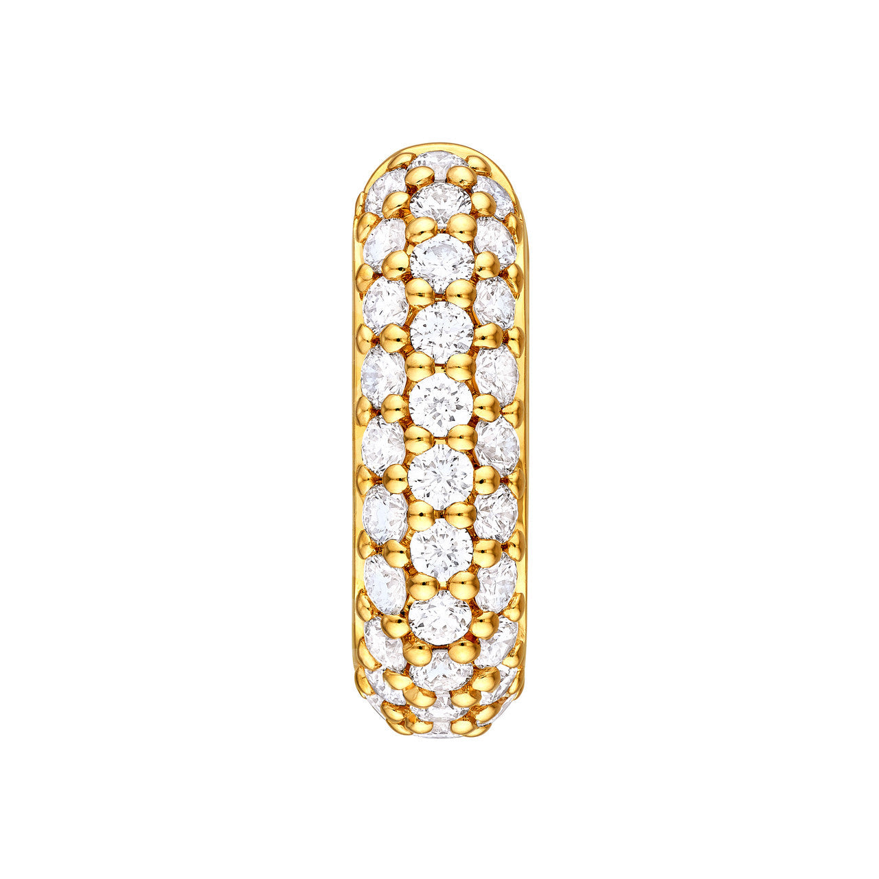 3 Row Pave Diamond Paper Clip Huggies 14K Gold