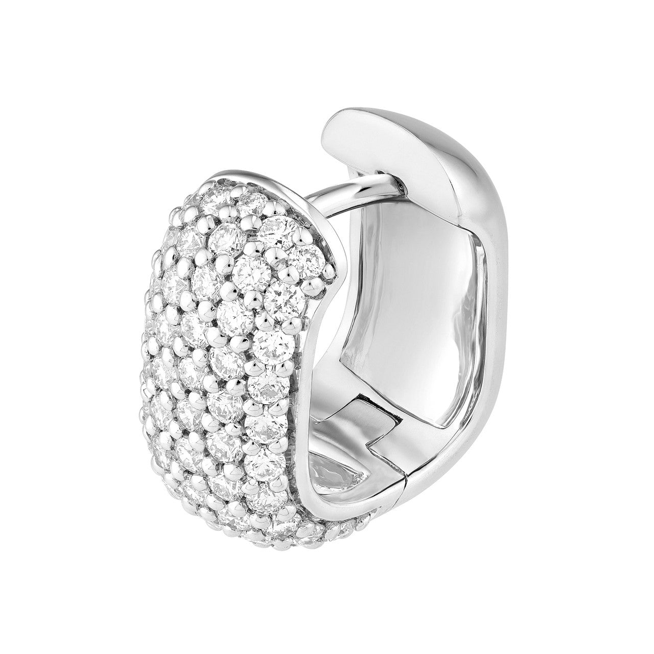 5 Row Pave Diamond Paper Clip Huggie Earrings 14K Gold