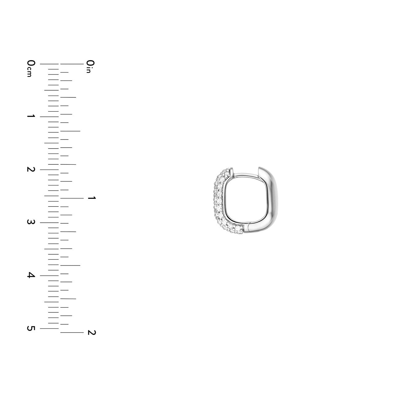 5 Row Pave Diamond Paper Clip Huggie Earrings 14K Gold