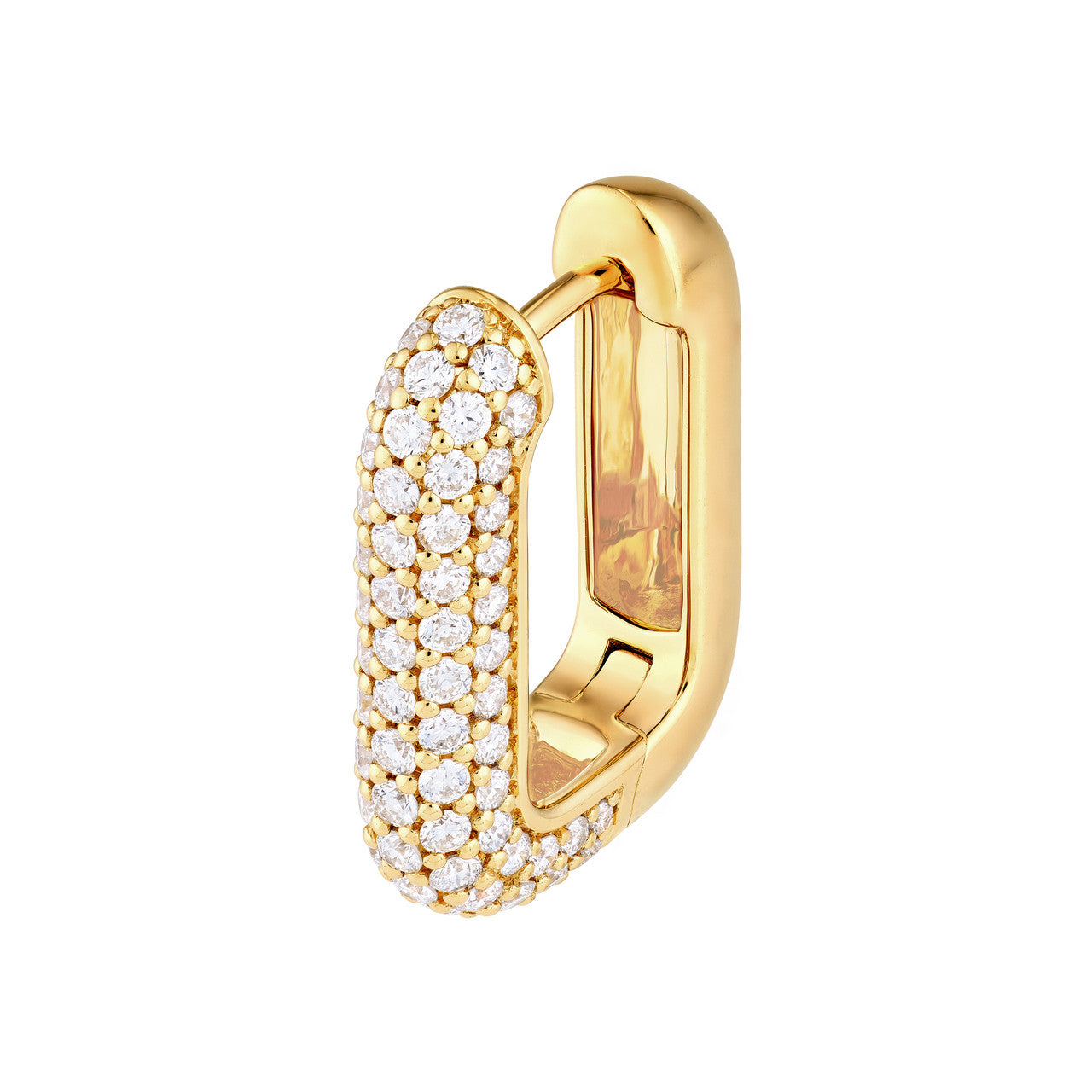 3 Row Pave Diamond Paper Clip Huggies 14K Gold