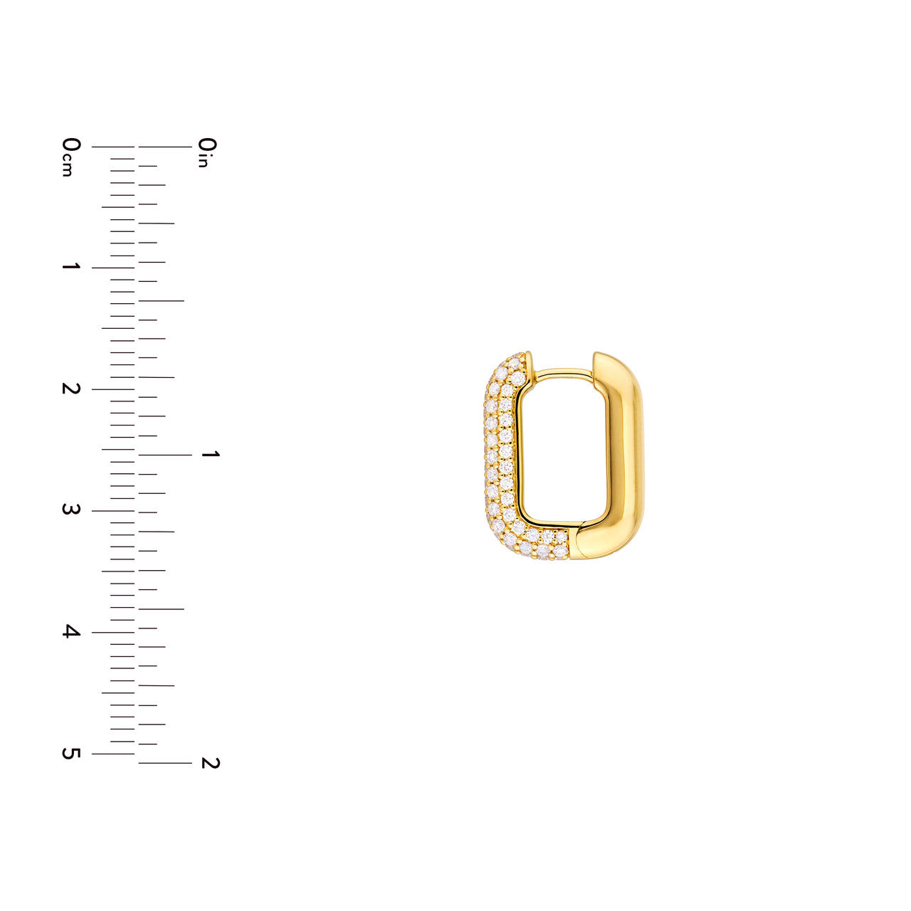 3 Row Pave Diamond Paper Clip Huggies 14K Gold