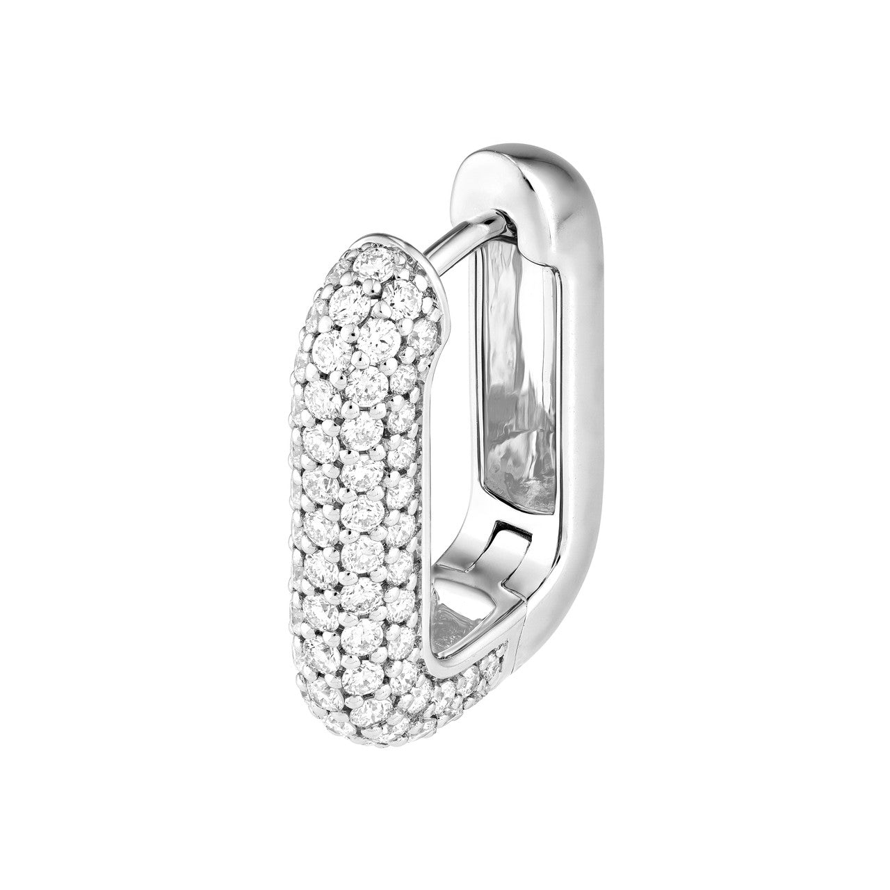 3 Row Pave Diamond Paper Clip Huggies 14K Gold