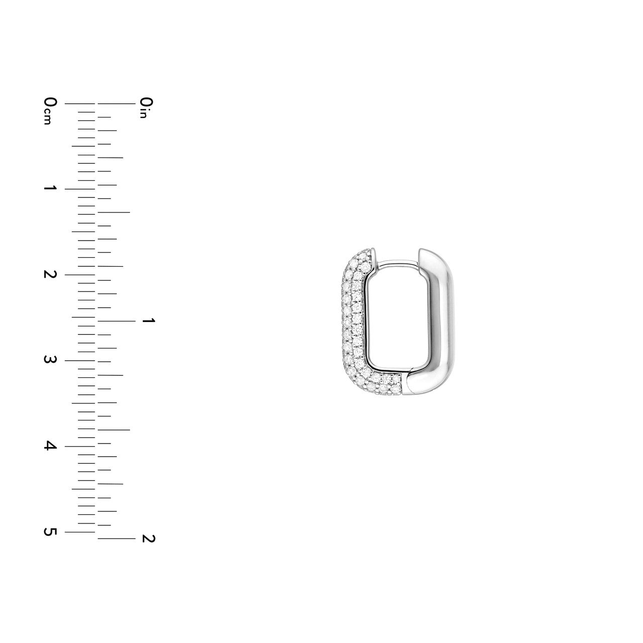 3 Row Pave Diamond Paper Clip Huggies 14K Gold