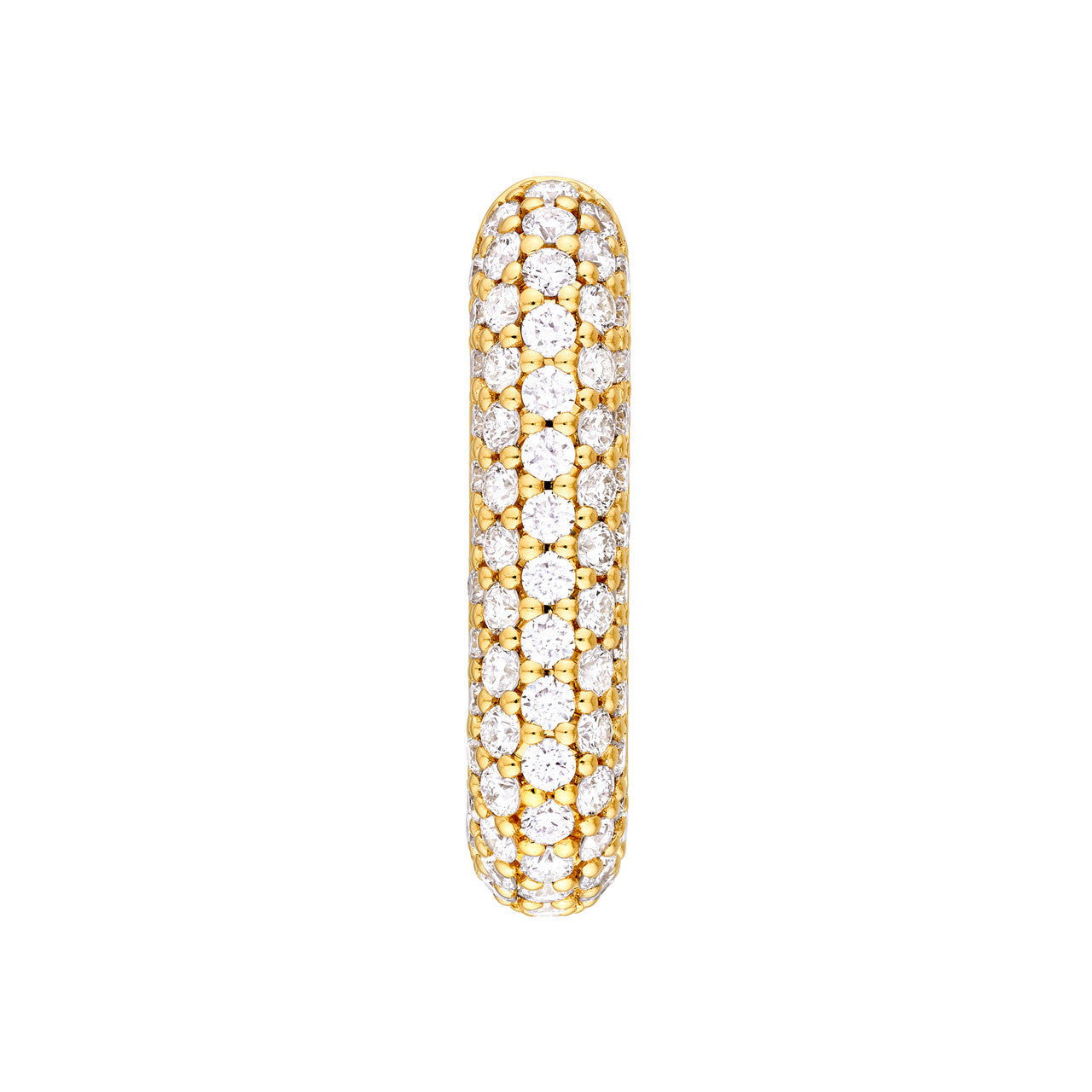 3 Row Pave Diamond Paper Clip Huggies 14K Gold