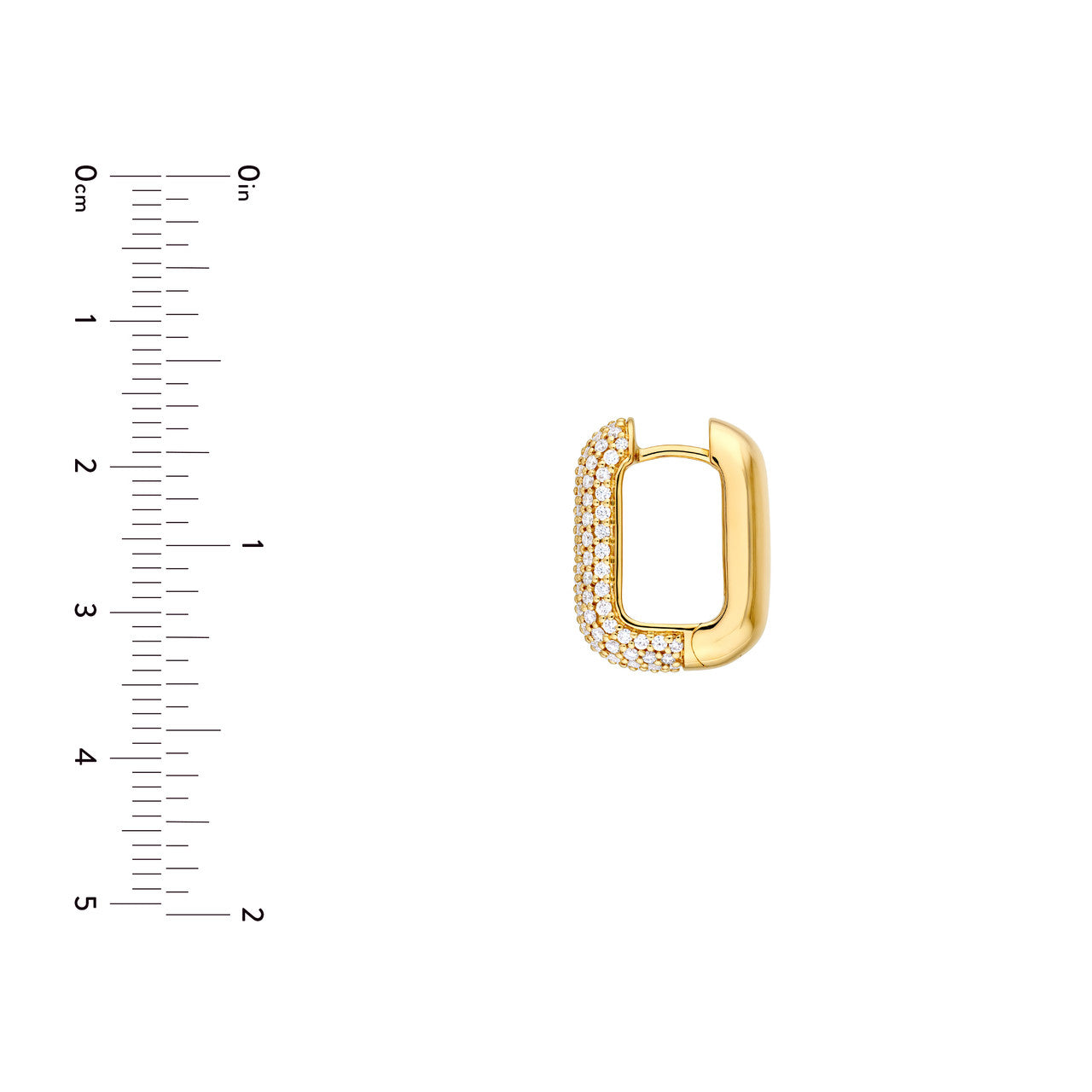 5 Row Pave Diamond Paper Clip Huggie Earrings 14K Gold