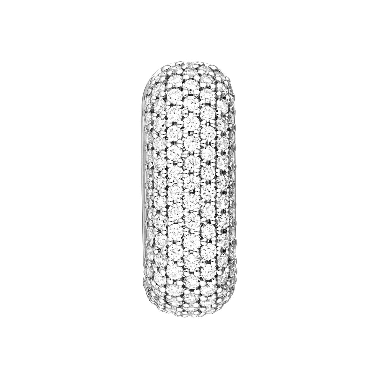 5 Row Pave Diamond Paper Clip Huggie Earrings 14K Gold