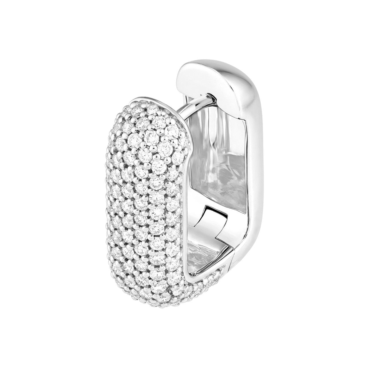 5 Row Pave Diamond Paper Clip Huggie Earrings 14K Gold