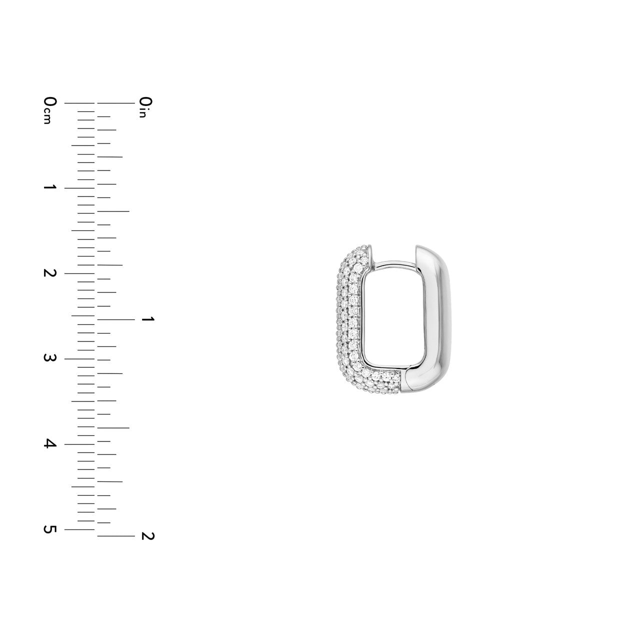 5 Row Pave Diamond Paper Clip Huggie Earrings 14K Gold