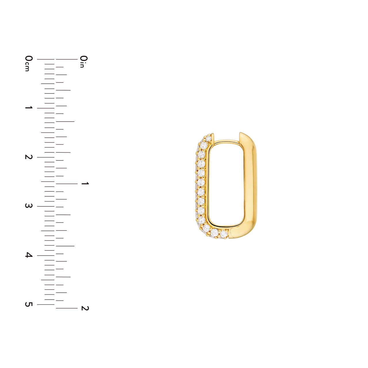 3 Row Pave Diamond Paper Clip Huggies 14K Gold