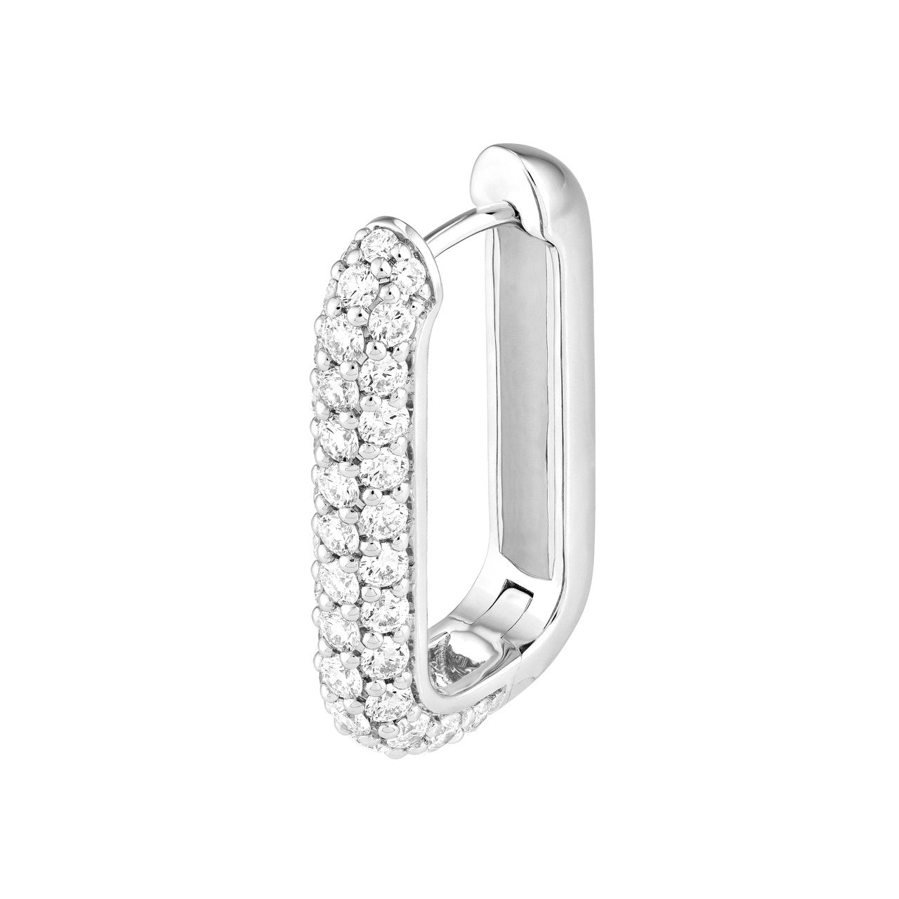 3 Row Pave Diamond Paper Clip Huggies 14K Gold