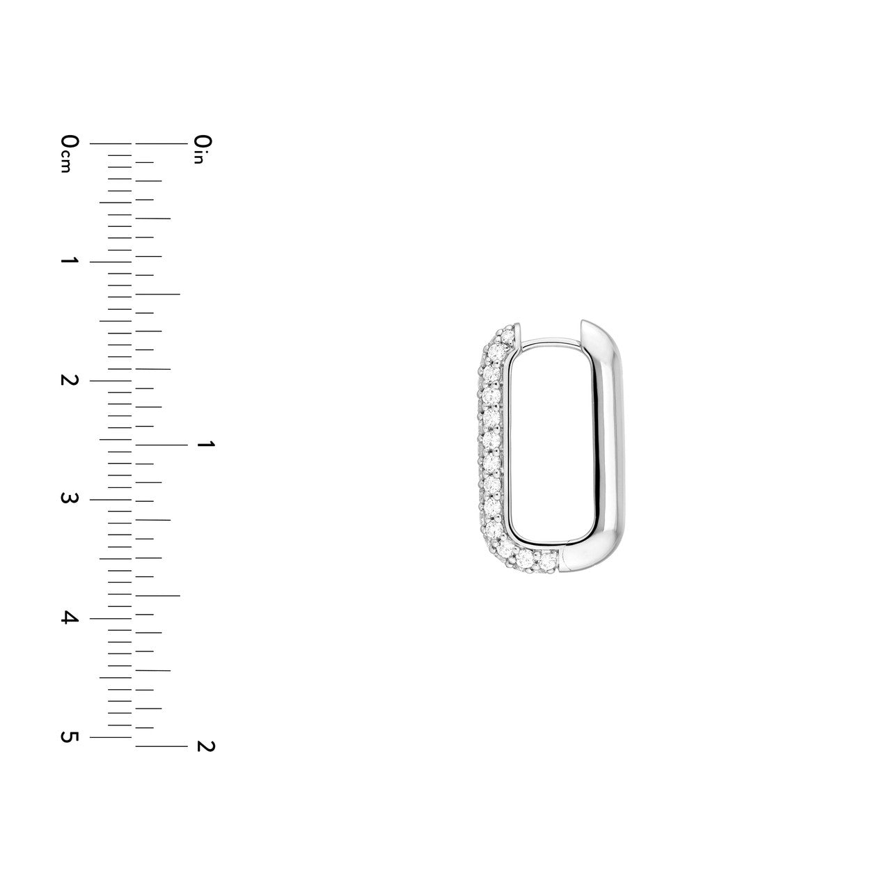 3 Row Pave Diamond Paper Clip Huggies 14K Gold