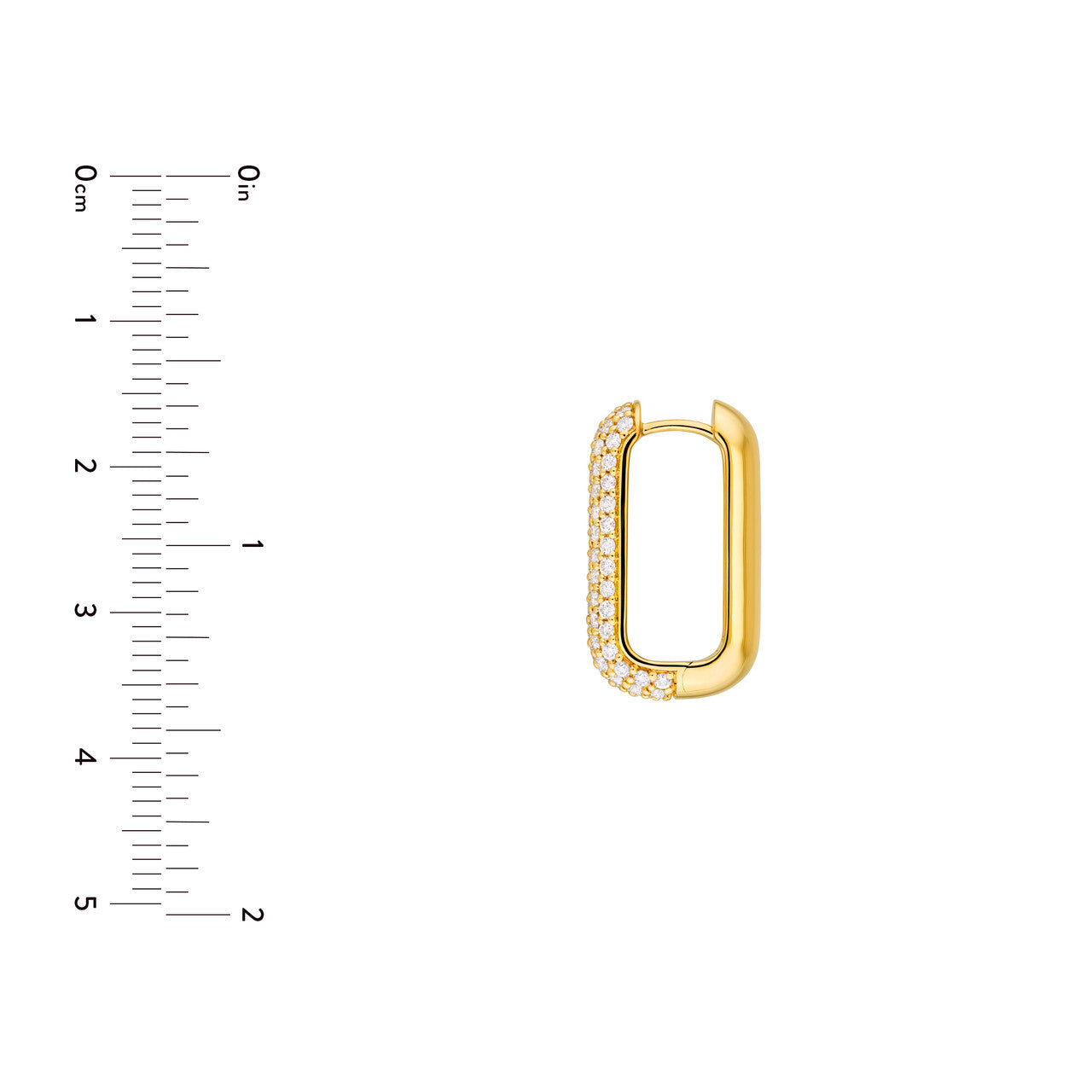 5 Row Pave Diamond Paper Clip Huggie Earrings 14K Gold