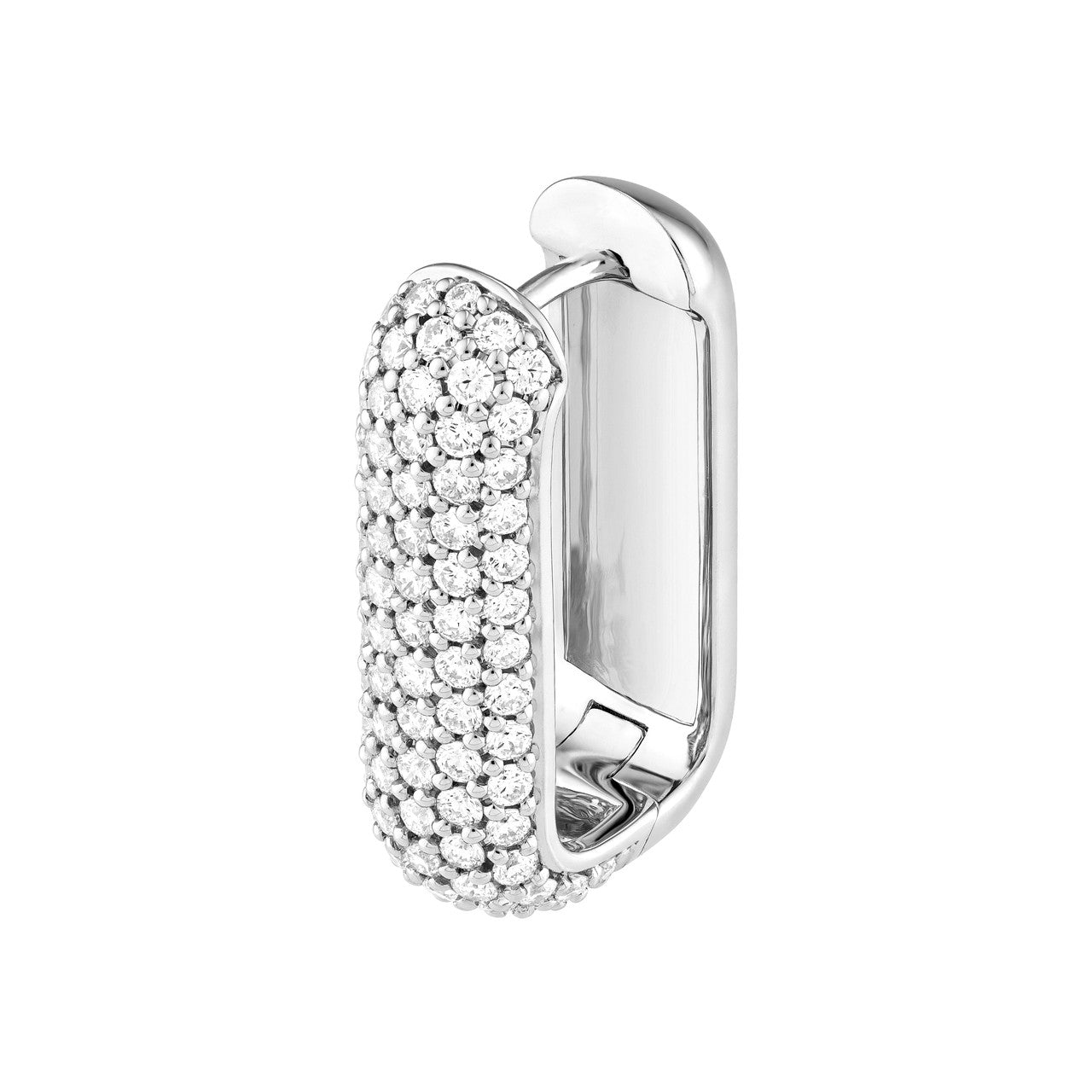 5 Row Pave Diamond Paper Clip Huggie Earrings 14K Gold