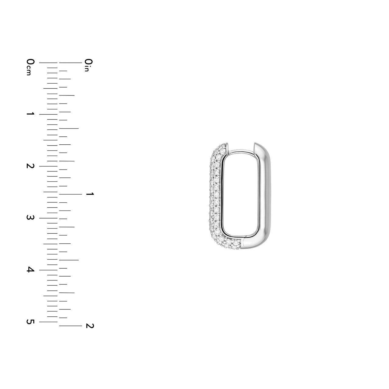 5 Row Pave Diamond Paper Clip Huggie Earrings 14K Gold