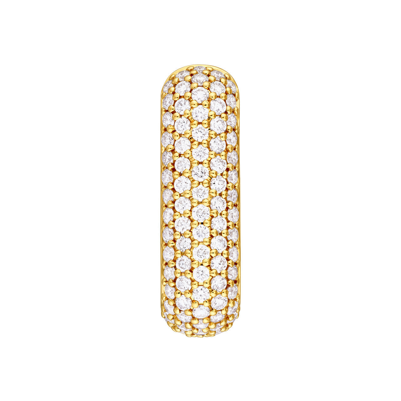 5 Row Pave Diamond Paper Clip Huggie Earrings 14K Gold