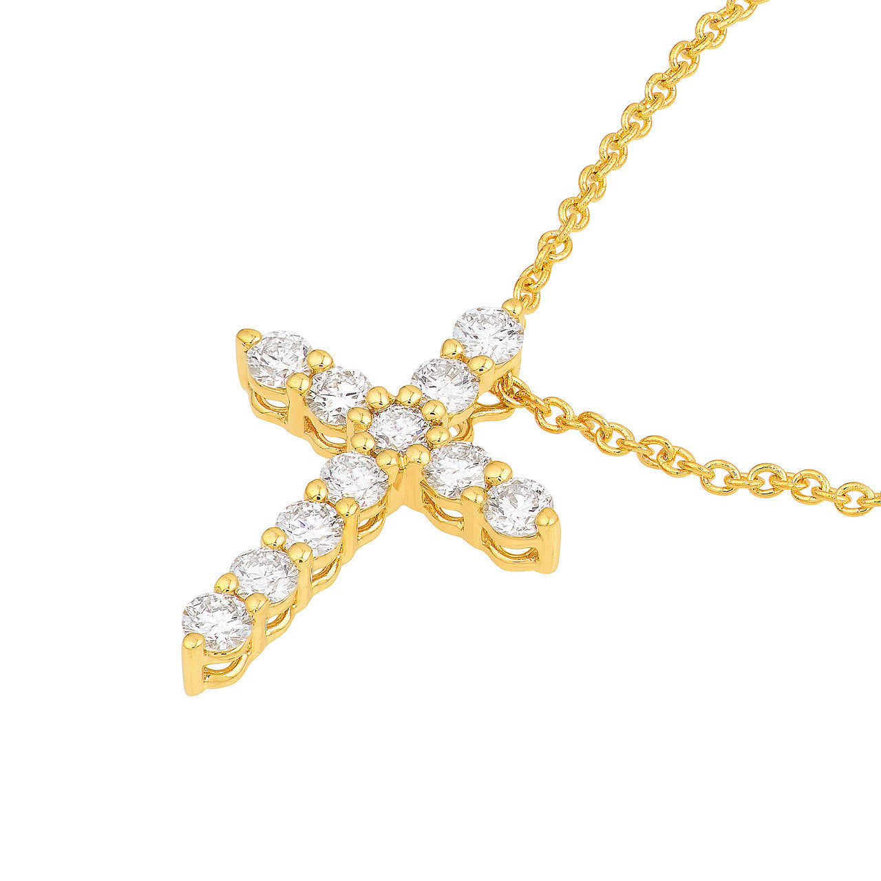 Diamond Cross Pendant 14K Gold