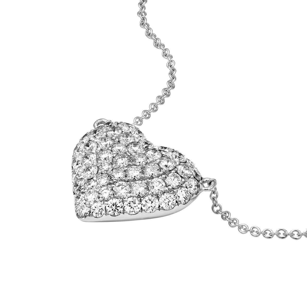 Diamond Pave Heart Necklace (1-1/3ctw) in 14k White Gold