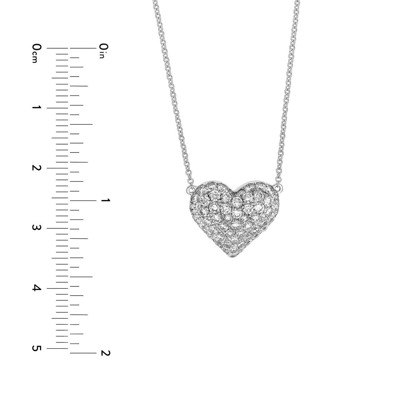 Diamond Pave Heart Necklace (1-1/3ctw) in 14k White Gold
