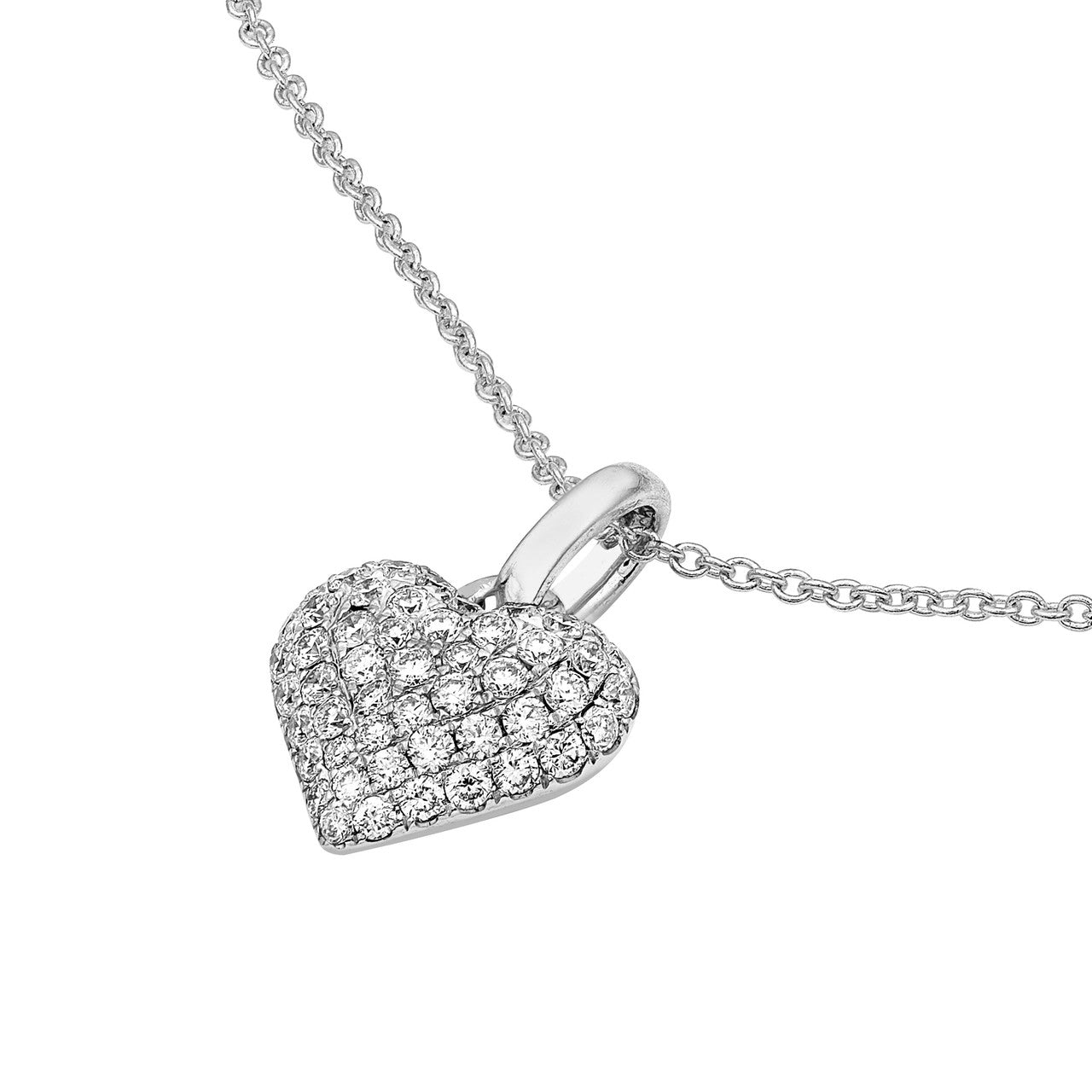 Pave Diamond Heart Pendant (1/2ctw) in 14K White Gold