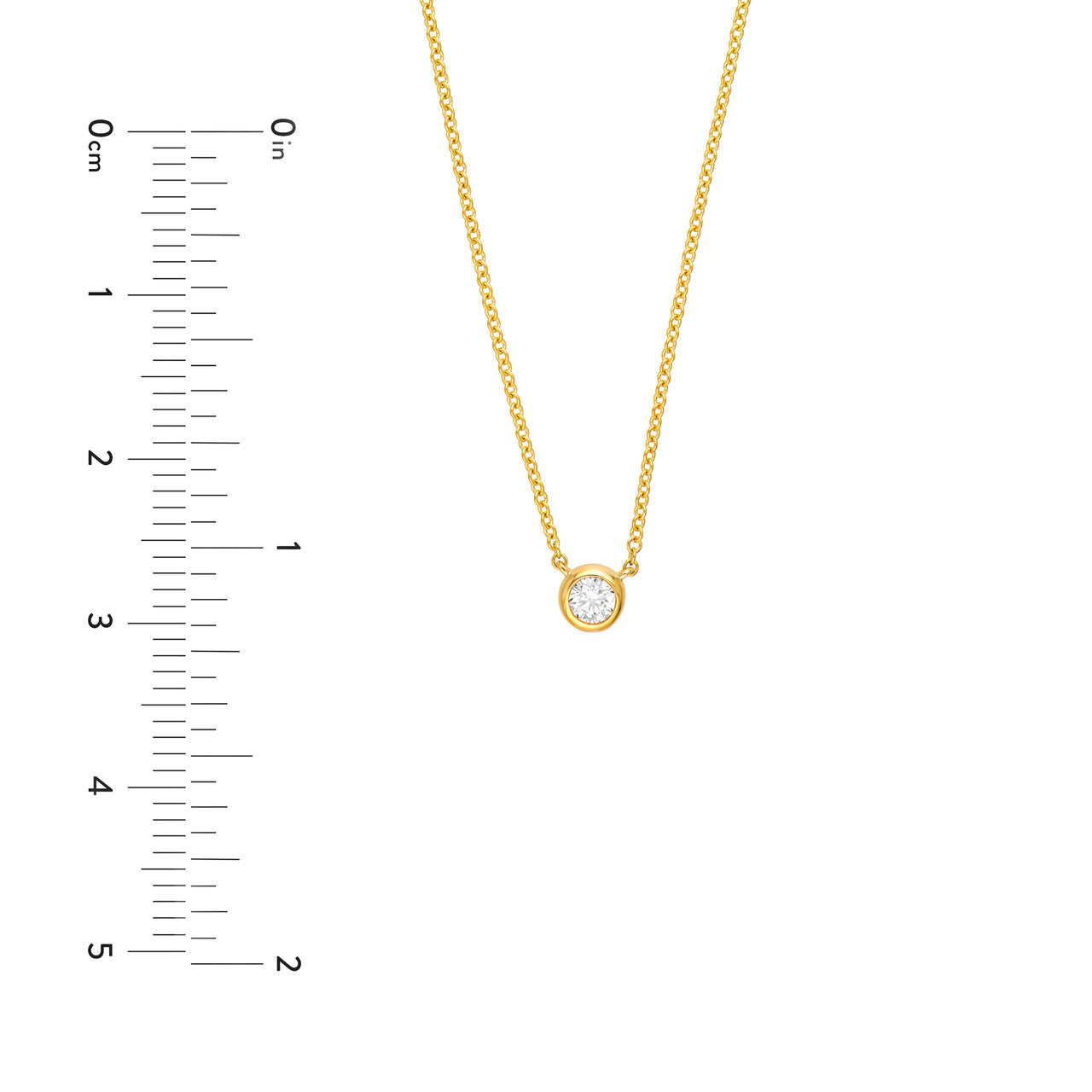 Bezel Set Round Diamond Necklace (1/10ctw) in 14K Yellow and White Gold