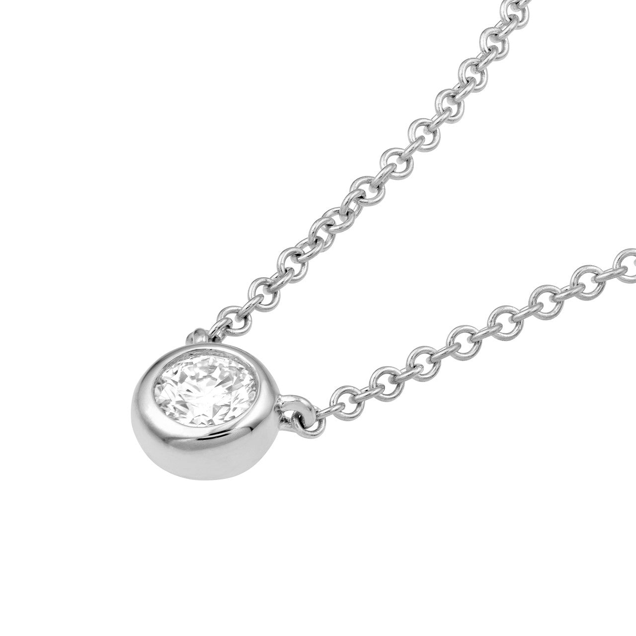 Bezel Set Round Diamond Necklace (1/10ctw) in 14K Yellow and White Gold