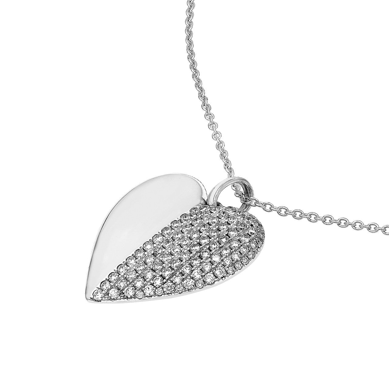 50/50 Diamond Pavé Heart Pendant 14K Gold
