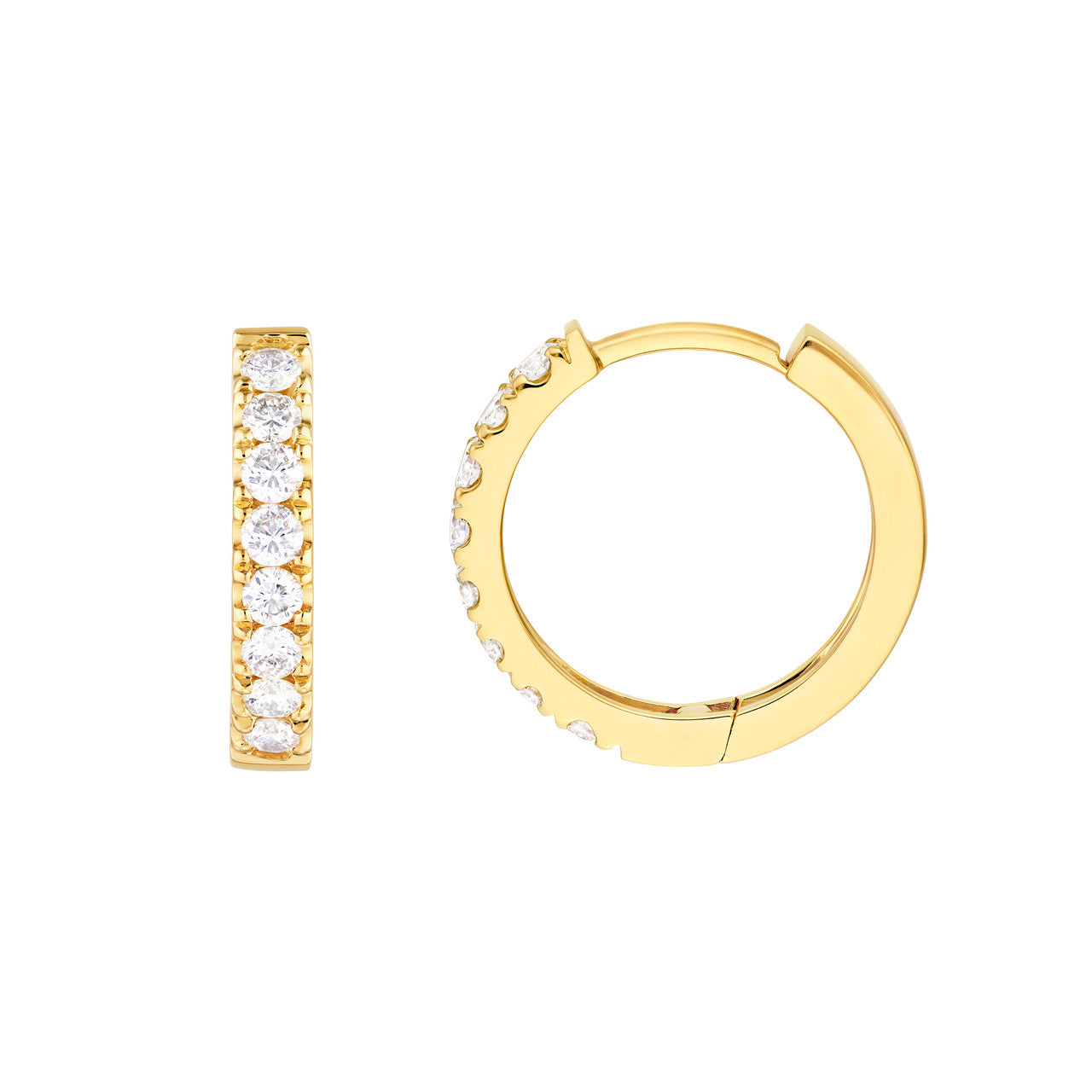Diamond Huggies Earrings (1/2ctw) in 14K Yellow Gold and Yellow Gold