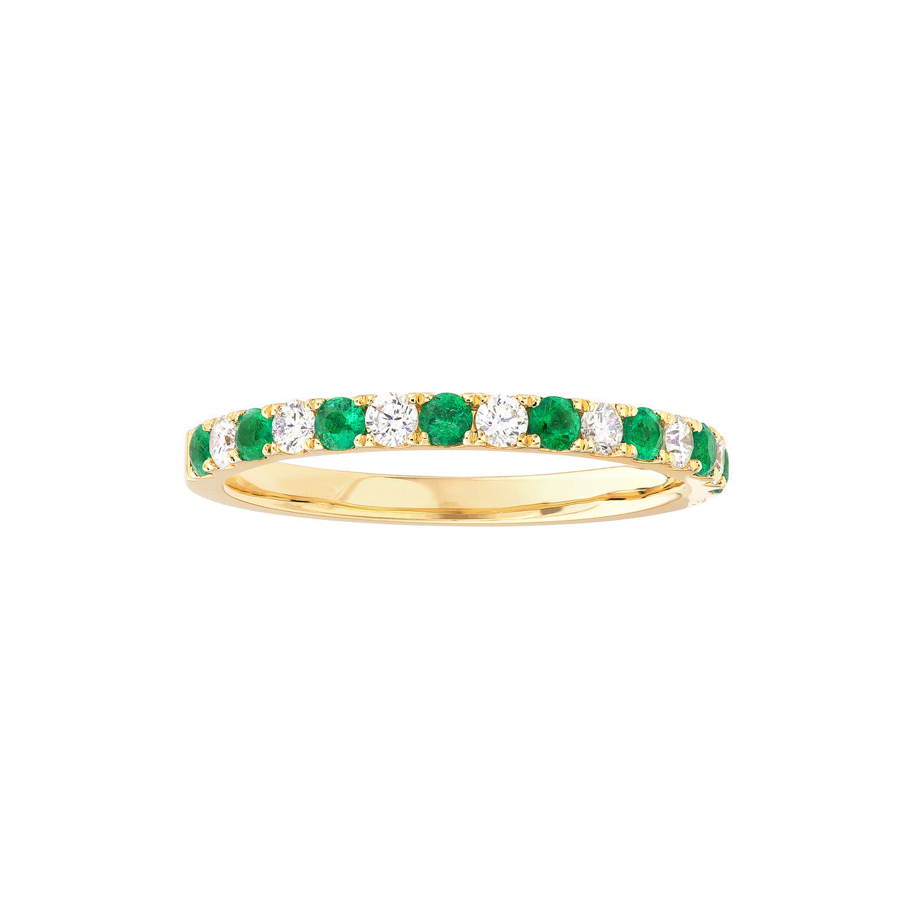 Gemstone and Diamond Stackable Halfway Band 14K Yellow Gold