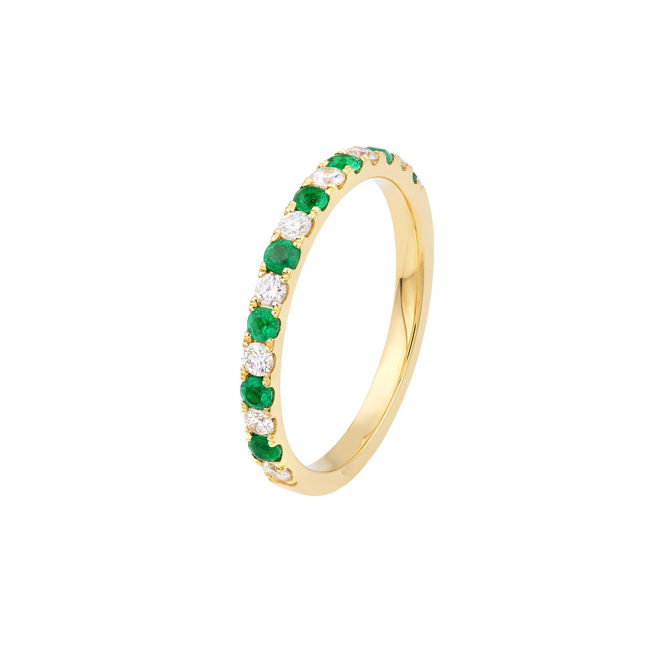 Gemstone and Diamond Stackable Halfway Band 14K Yellow Gold