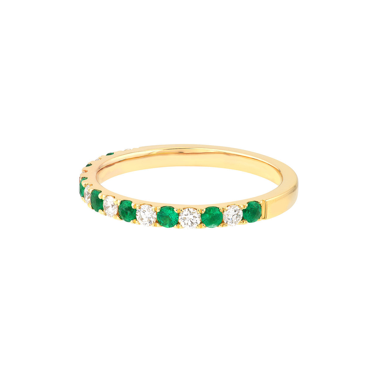 Gemstone and Diamond Stackable Halfway Band 14K Yellow Gold