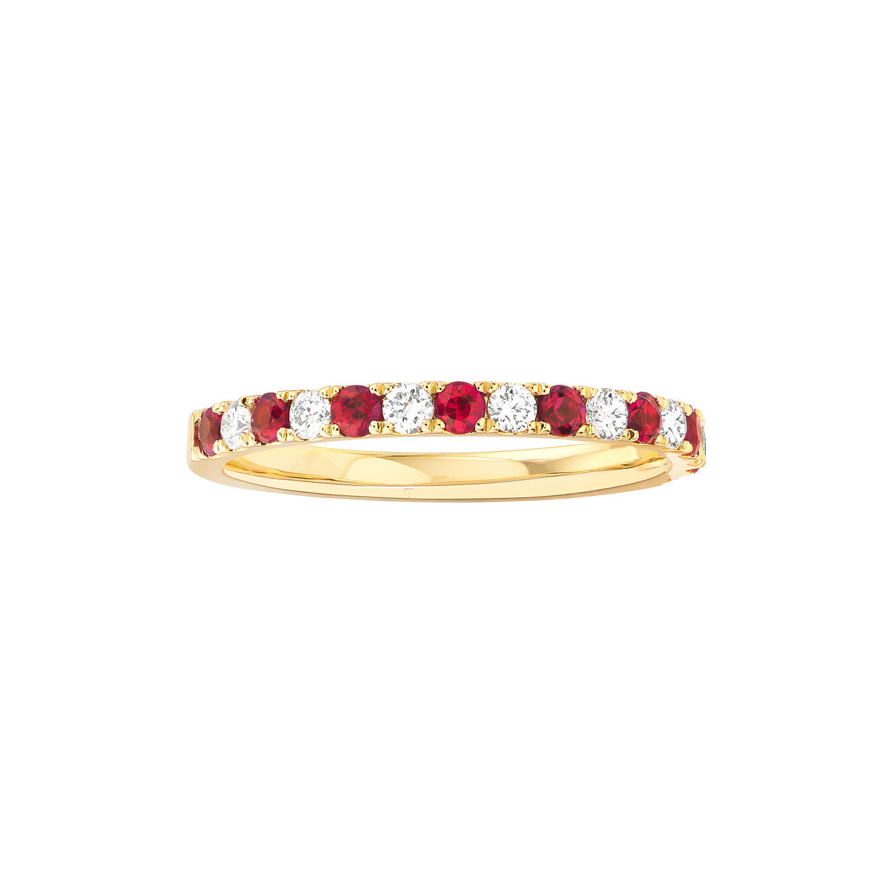 Gemstone and Diamond Stackable Halfway Band 14K Yellow Gold