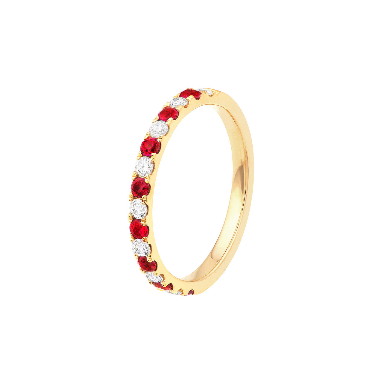 Gemstone and Diamond Stackable Halfway Band 14K Yellow Gold