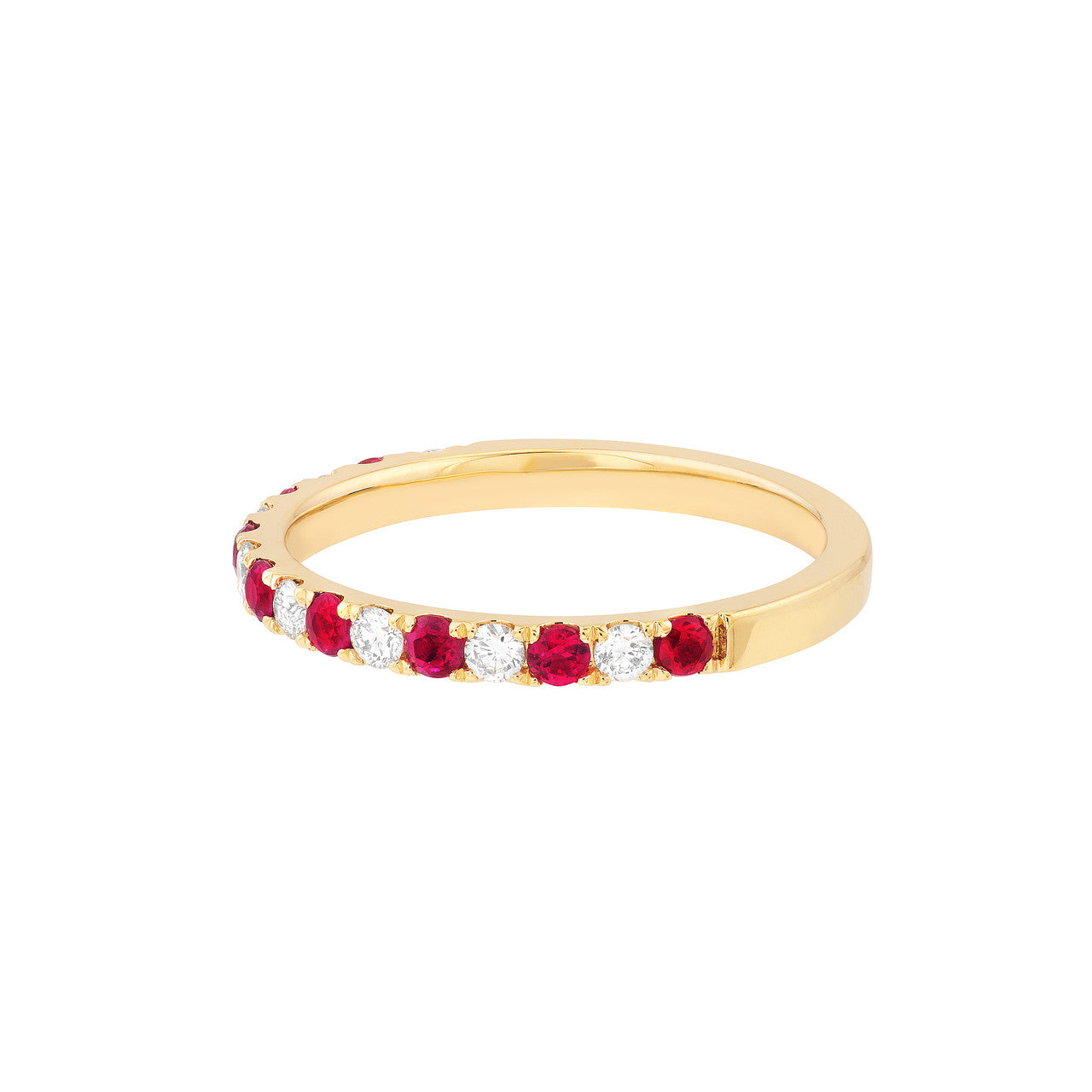 Gemstone and Diamond Stackable Halfway Band 14K Yellow Gold