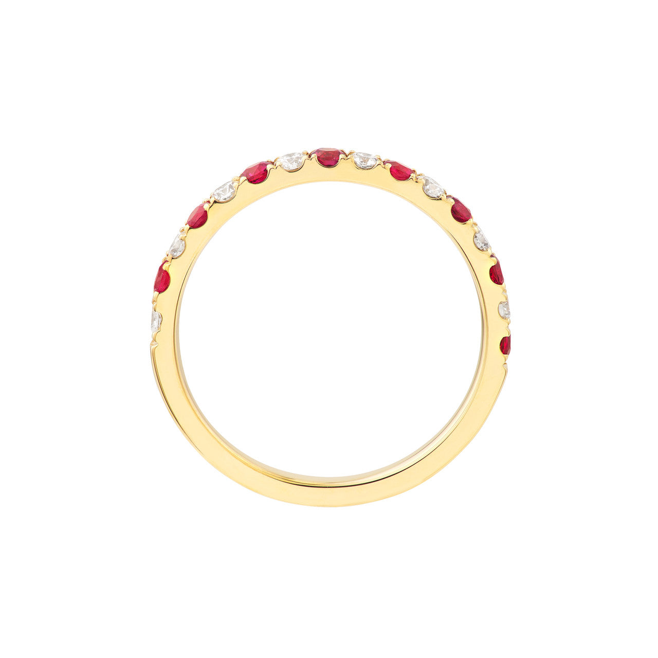 Gemstone and Diamond Stackable Halfway Band 14K Yellow Gold